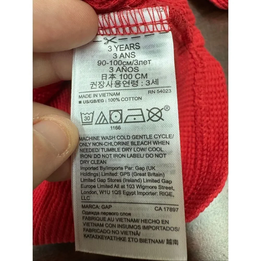 Gap Boys Red Waffle Weave Thermal Long Sleeve Tee Size 3T